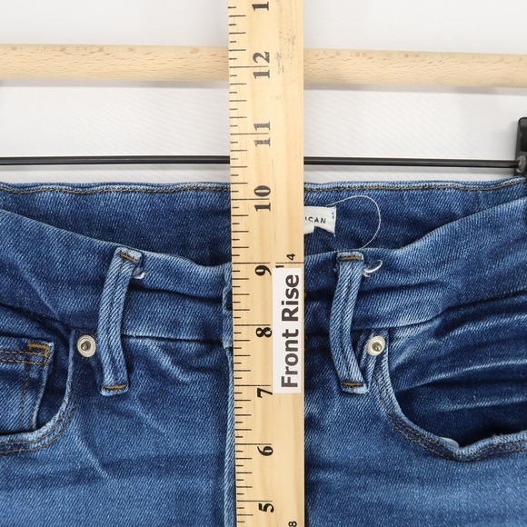 Good American Womens Jeans 4/27 Blue High Rise Straight Cropped Raw Hem Stretch - Picture 5 of 9